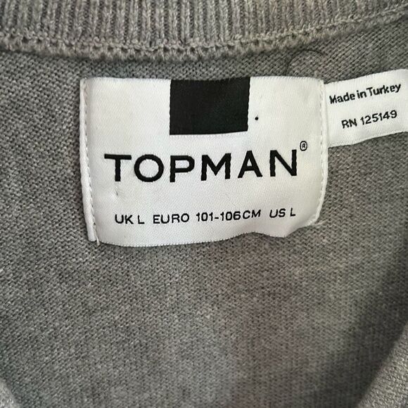 Topman gray and white zippered short sleeve sweater size L - Picture 2 of 5